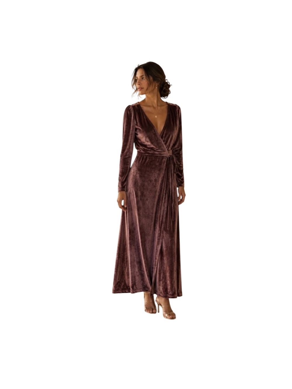 Baltic Born Esmeralda Velvet Wrap Maxi Dress Large Dusty Plum Long Sleeve NWT